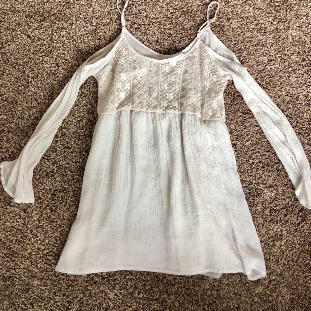 Off the shoulder long sleeve white summer dress